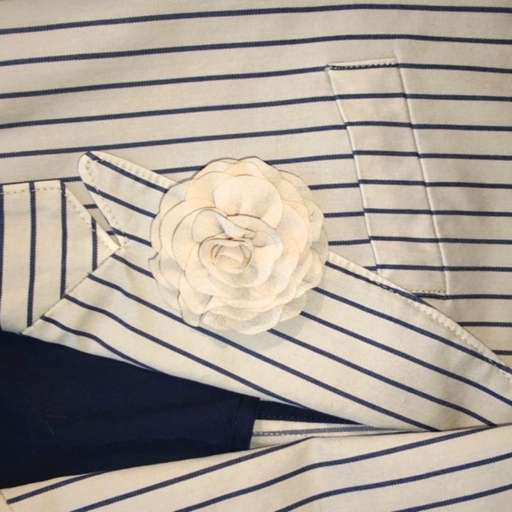 SEVENTY 19.70 Size 6 Tan and Navy Blue pinstripe Women's Blazer. - Picture 11 of 11